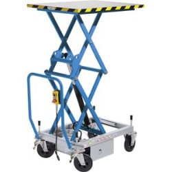 Doppelscheren-Hubtischwagen, Antrieb elektrohydraulisch 12 V, Tragfähigkeit 500 kg eurokraft pro