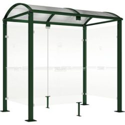 Raucherunterstand KLASSIK, mit Verkleidung, Breite 2520 mm, moosgrün PROCITY