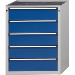 Schubladenschrank ohne Platte, Breite 760 mm, 5 Schubladen, Front enzianblau ANKE