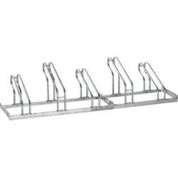 Fahrradständer, Bügel aus 18 mm Stahlrohr, Radeinstellung einseitig, feuerverzinkt, 5 Stellplätze eurokraft pro