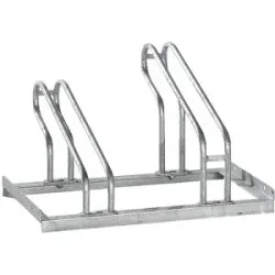 Fahrradständer, Bügel aus 18 mm Stahlrohr, Radeinstellung einseitig, feuerverzinkt, 2 Stellplätze eurokraft pro