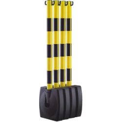 Ketten-Warnständer-Set, klappbar, Pfostenhöhe 900 mm, gelb / schwarz Moravia