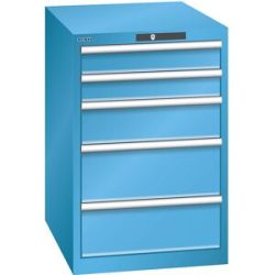 Schubladenschrank, 5 Schubladen, BxTxH 564 x 724 x 850 mm, lichtblau LISTA