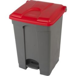 Treteimer, Volumen 45 l, BxHxT 410 x 600 x 400 mm, grau, Deckel rot Probbax