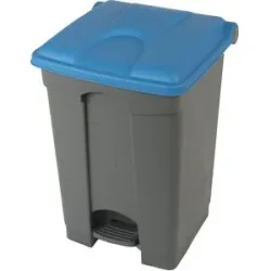 Treteimer, Volumen 45 l, BxHxT 410 x 600 x 400 mm, grau, Deckel blau Probbax