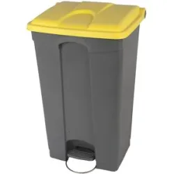 Treteimer, Volumen 90 l, BxHxT 505 x 790 x 410 mm, grau, Deckel gelb Probbax