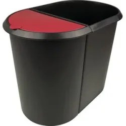 helit Papierkorb Duo System Kunststoff Schwarz, Rot 28 x 28 x 35 cm