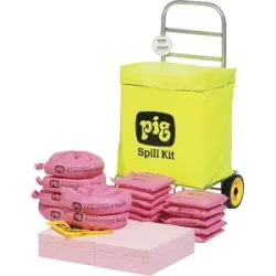 Notfall-Kit in Trolley-Wagen, Ausführung Chemikalien, absorbiert 53,7 l PIG