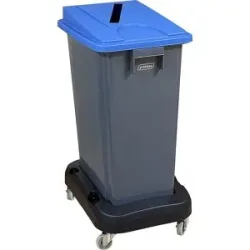 Wertstoffsammler mit Fahrwagen, Deckel blau, 60 Liter Probbax