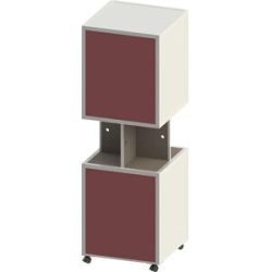 kaiserkraft Infosäule Stahlblech, mobil, HxB 1884 x 620 mm, Textil rotbraun, Dekor Eiche marone