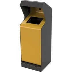 kaiserkraft Außen Abfalleimer, Volumen 50 l, eisenglimmer/signalgelb