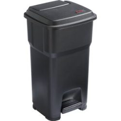 Treteimer HERA, Volumen 60 l, BxHxT 390 x 690 x 390 mm, schwarz rothopro