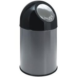 kaiserkraft Push-Mülleimer, Stahl, Volumen 30 l, grau, ab 2 Stk