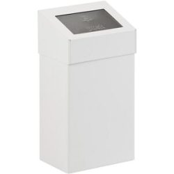 kaiserkraft Abfallsammler mit Pushdeckel, Volumen 18 l, BxHxT 277 x 500 x 170 mm, Aluminium, weiß