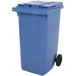 kaiserkraft Mülltonne mit Einwurf, 240 l, mit Papierschlitz, abschließbar, blau