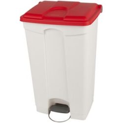Treteimer, Volumen 90 l, BxHxT 505 x 790 x 410 mm, weiß, Deckel rot Probbax