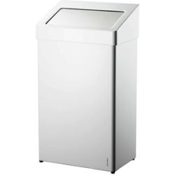 Mülleimer, Edelstahl, mit Klappdeckel, Volumen 60 l, BxHxT 400 x 726 x 258 mm, weiß pulverbeschichtet AIR-WOLF