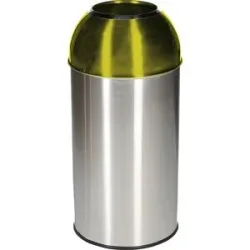 Abfallsammler Orgavente Edelstahl, Volumen 40 l, rund, ø 380 x H 740 mm, für den Innenbereich, gelb