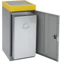 kaiserkraft Wertstoffsammler mit Flügeltür, einzeln, Volumen 70 l, Deckelfarbe Gelb