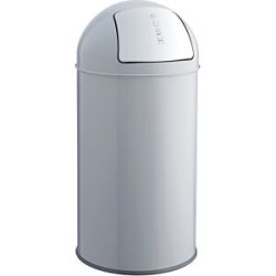 Push-Abfallbehälter, Stahl, selbstschließend, mittelgrau, 30 l, HxØ 650 x 300 mm helit