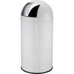 Push-Mülleimer, Stahl, Volumen 40 l, HxØ 740 x 350 mm, weiß EKO