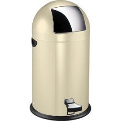Push-Mülleimer mit Pedal, Volumen 33 l, HxØ 700 x 350 mm, creme EKO