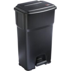 Treteimer HERA, Volumen 85 l, BxHxT 490 x 790 x 390 mm, schwarz rothopro