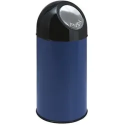 kaiserkraft Push-Mülleimer, Stahl, Volumen 40 l, blau