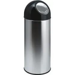 kaiserkraft Push-Mülleimer, Stahl, Volumen 55 l, verzinkter Innenbehälter, Edelstahl