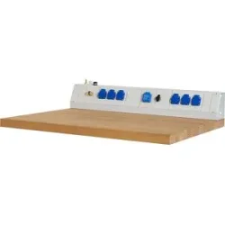 Medienkanal für Industrie-Arbeitsplätze, 6 Steckdosen 230 V, 1 x Druckluft, 2 x USB, 1 x RJ45, Breite 1000 mm, CH RAU