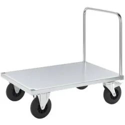 Plattformwagen Tragfähigkeit 500 kg, mit 1 Schiebebügel, LxBxH 1000 x 700 x 900 mm, mit Feststeller Kongamek