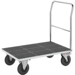 Plattformwagen, Rohrschiebebügel, Vollgummireifen, LxB 1050 x 700 mm, verzinkt eurokraft pro