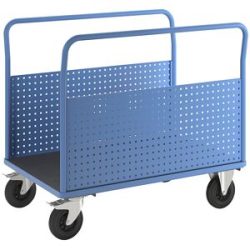 Plattformwagen, mit 2 Lochblechseitenwänden, LxB 1250 x 800 mm, Vollgummi eurokraft pro