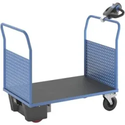 Plattformwagen mit Elektroantrieb, mit 2 Lochblechwänden, LxB 1250 x 800 mm eurokraft pro