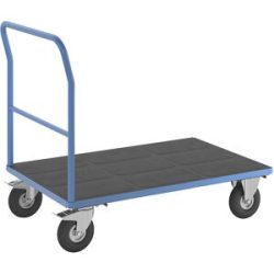 Plattformwagen, Rohrschiebebügel, Luftreifen, LxB 1250 x 800 mm, lichtblau eurokraft pro