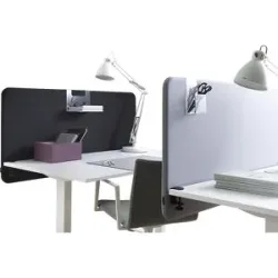 kaiserkraft Akustik-Tischtrennwand Standard mit abgerundeten Ecken, Höhe 650 mm, Textil, Breite 1400 mm, schwarz