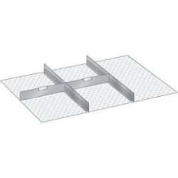 Schubladeneinteilungsset, 2 Schlitzwände, 2 Trennbleche, für Fronthöhe 75 mm LISTA