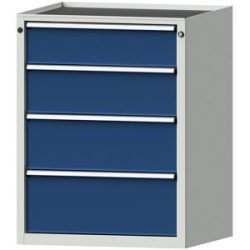 Schubladenschrank, BxT 760 x 675 mm, Schubladentraglast 200 kg, 4 Schubladen, Höhe 980 mm, Front enzianblau ANKE