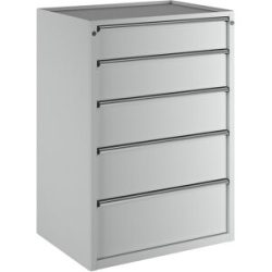 Schubladenschrank, BxT 910 x 675 mm, Schubladentraglast 100 kg, 5 Schubladen, Höhe 1280 mm, Front lichtgrau ANKE