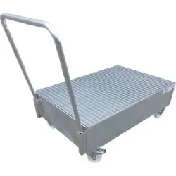 Fahrbare Auffangwanne aus Stahlblech, LxB 1200 x 800 mm, 2 x 200-l-Fass stehend, feuerverzinkt eurokraft basic