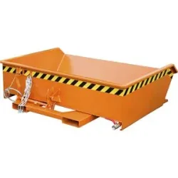 Mini-Späne-Kippbehälter, niedrige Bauhöhe, Volumen 0,61 m³, orange RAL 2000 eurokraft pro