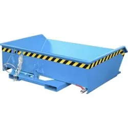 Mini-Späne-Kippbehälter, niedrige Bauhöhe, Volumen 0,61 m³, blau RAL 5012 eurokraft pro