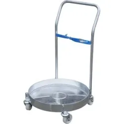 Fassroller, verzinkt, mit Wanne und Schiebebügel, bis Ø 600 mm, Ladehöhe 209 mm eurokraft pro