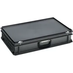 kaiserkraft ESD-Kunststoffkoffer, Inhalt 20 l, Außenmaß LxBxH 600 x 400 x 135 mm, ab 10 Stück