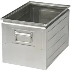 kaiserkraft Stapelkasten aus Stahlblech, Volumen ca. 35 l, verzinkt
