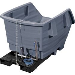 kaiserkraft Kippbehälter aus Polyethylen, mit Einfahrtaschen, Volumen 1 m³, grau
