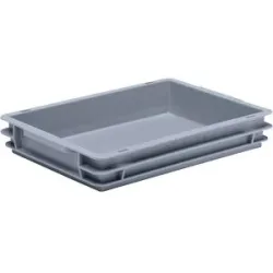 kaiserkraft Euro-Stapelbehälter aus Polypropylen (PP), Traglast 20 kg, silbergrau, Volumen 6 l, Außenhöhe 65 mm, VE 10 Stk