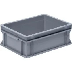 kaiserkraft Euro-Stapelbehälter aus Polypropylen (PP), Traglast 20 kg, silbergrau, Volumen 12 l, Außenhöhe 145 mm, VE 6 Stk