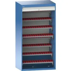 CNC-Schrank mit Rollladen, 8 Ebenen, 112 Halter ISO-SK 40, lichtblau RAL 5012 LISTA