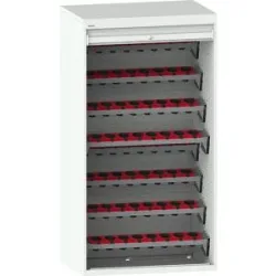 CNC-Schrank mit Rollladen, 8 Ebenen, 64 Halter ISO-SK 50, lichtgrau RAL 7035 LISTA
